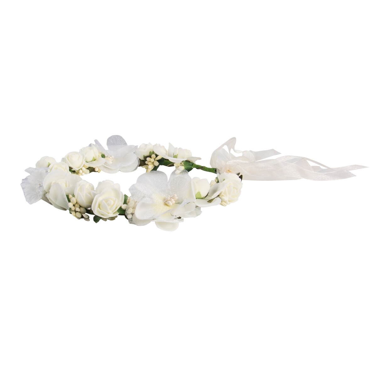 Kerst Vrouwen Wedding Boho Bloem Haar Krans Kroon Hoofdband Bloemen Krans Xmas Haarband: WHITE