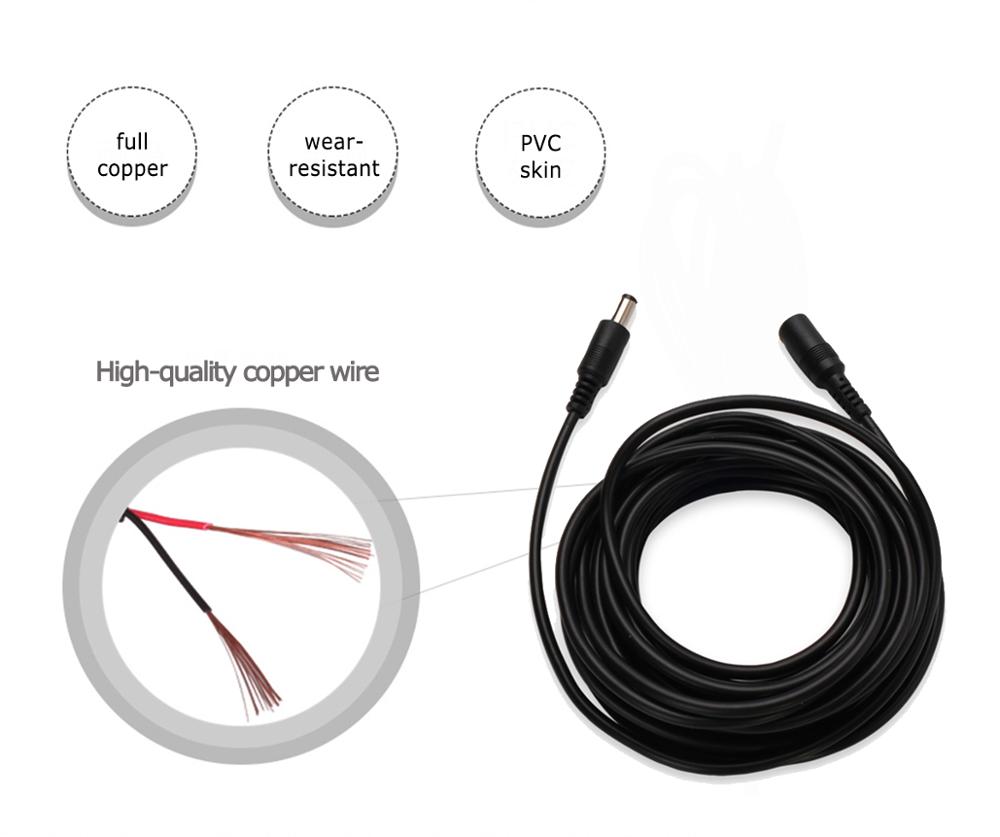 5M 10M Power Extension Cable 5.5mm x 2.1mm DC Standard Cord for CCTV Security Camera