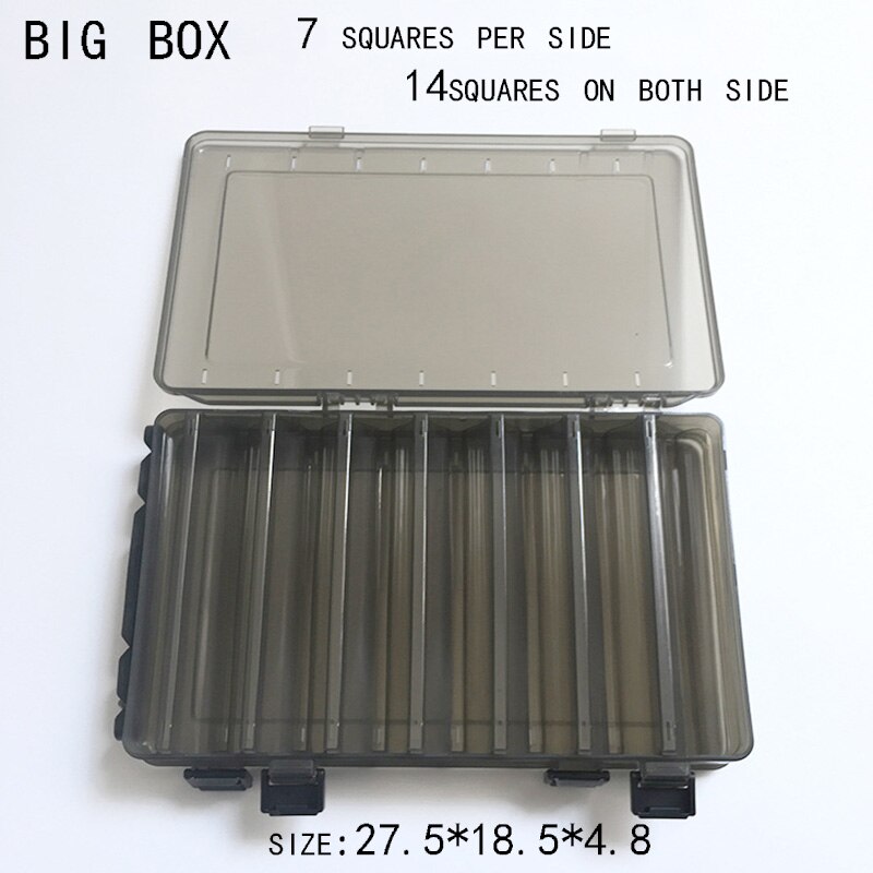 Large-capacity Fishing Tackle Box Double-decker Sub-bait Box Portable Bait Fishing Gear Storage Box: size-big gray