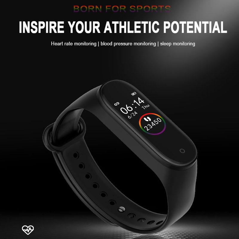 Smart band fitness trcker  m4 sport armbånd skridttæller hjertefrekvens blodtryk bluetooth sundhed wirstband vandtæt smartband