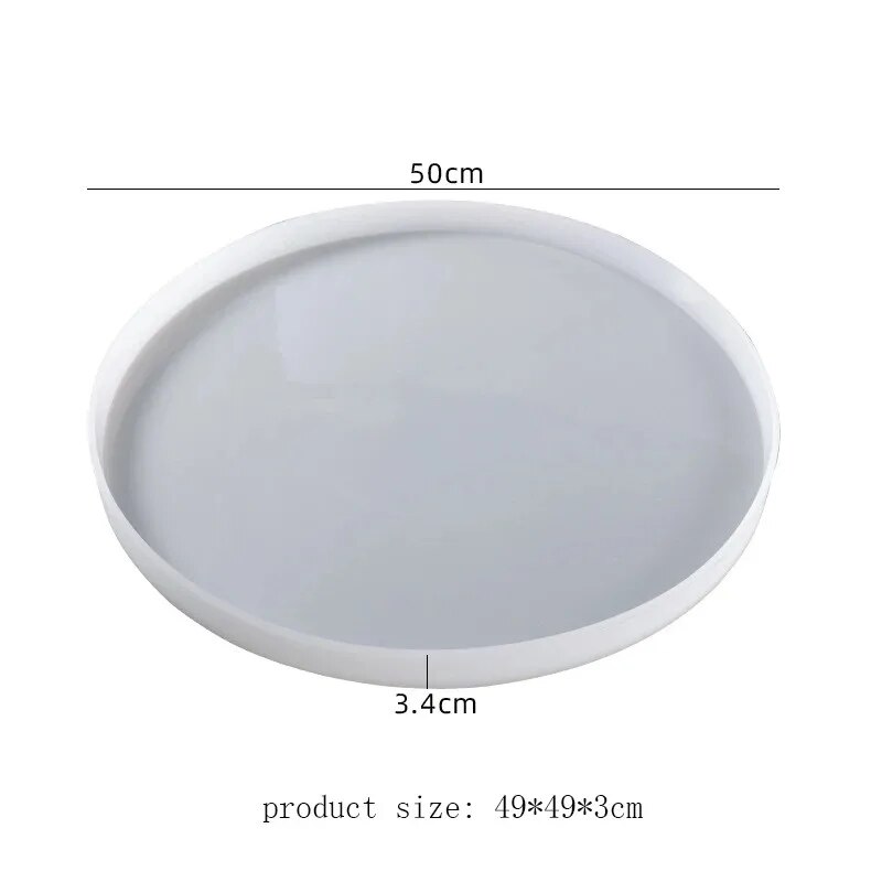 60cm Ocean Big Round Rectangle Table Resin Mold Oversize Round Table Ornaments River Table Silicone Mold Resin Casting Making: WHITE