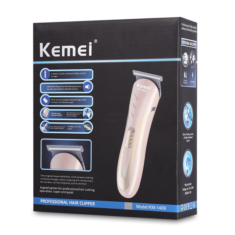 Kemei Haircut Cordless Hair Clipper Red Electric Hair Trimmer Men Cutter Hair Cutting Machine