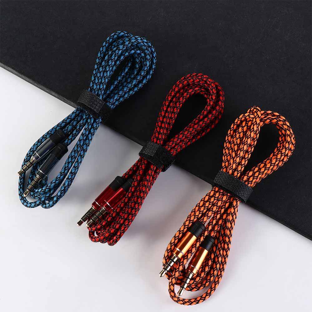 Cable de altavoz trenzado de nailon auxiliar, Cable adaptador de Audio tejido de nailon estéreo, Cable de extensión para auriculares, Cable de Audio de 3,5mm, Cable auxiliar para coche