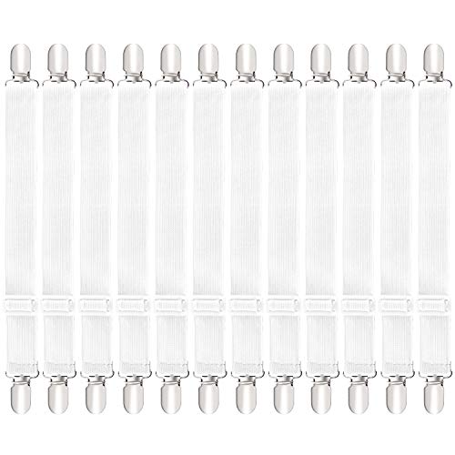 Bed Sheet Tensioner Bed Sheet Tensioner Sheet Tensioner Black Fitted Sheet Holder with Metal Clips for Bed Crib Sofa Ironing: White-12PCS