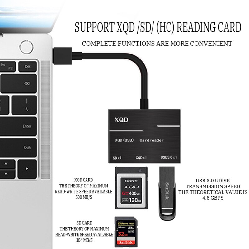 Professionele Xqd Sd Kaartlezer Tot 500 Mb/s Hoge Snelheid XQD2.0 Usb 2.0 USB3.0 Hub Camera Kit Adapter Zilver usb 3.0 Reader