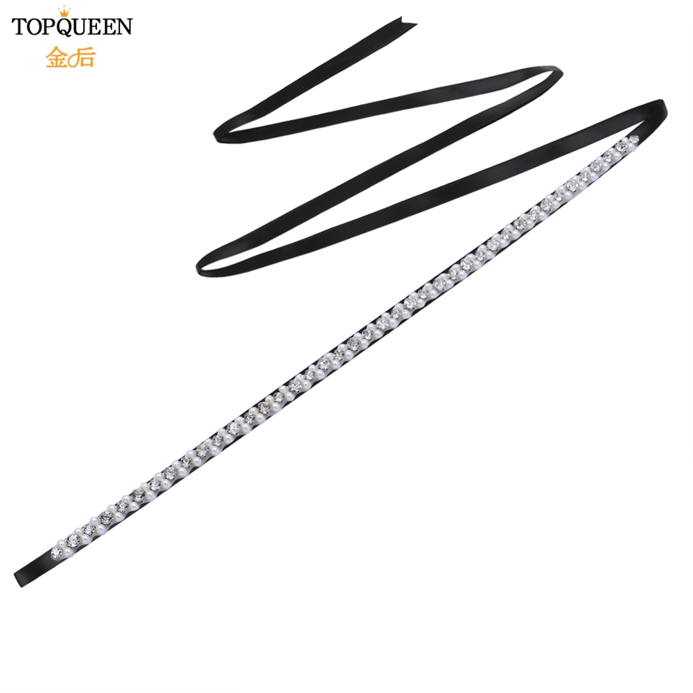 TOPQUEEN Bruid Riem Zilveren Diamanten Bruiloft Riem Banket Party Parel Jurk Accessoires Bruiloft Gast Bruidsmeisje Accessoires S381: WHITE