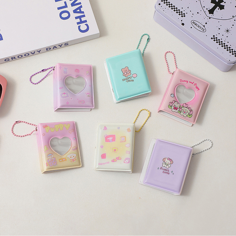 Mini album de dessin animé avec porte-clés, idole, petit porte-cartes, sac à cartes Instax, porte-photo , 2 pouces, 16 poches