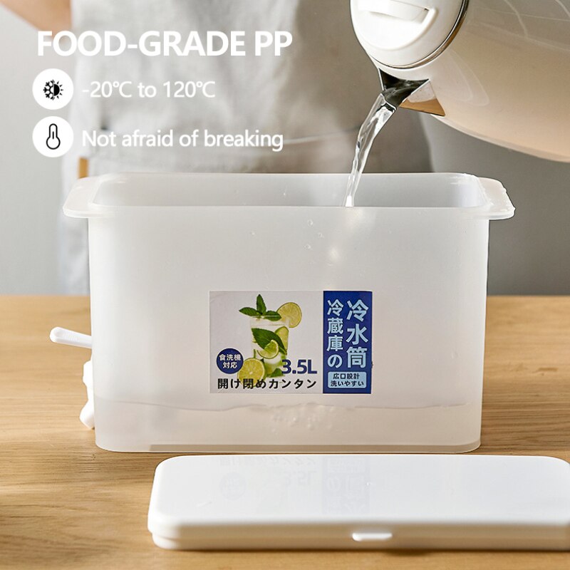 3500ml Water Pot With Faucet Cold Water Bottle Refrigerator Cold Water Kettle Household Juice Dispenser Water Jug Kitchen Tools