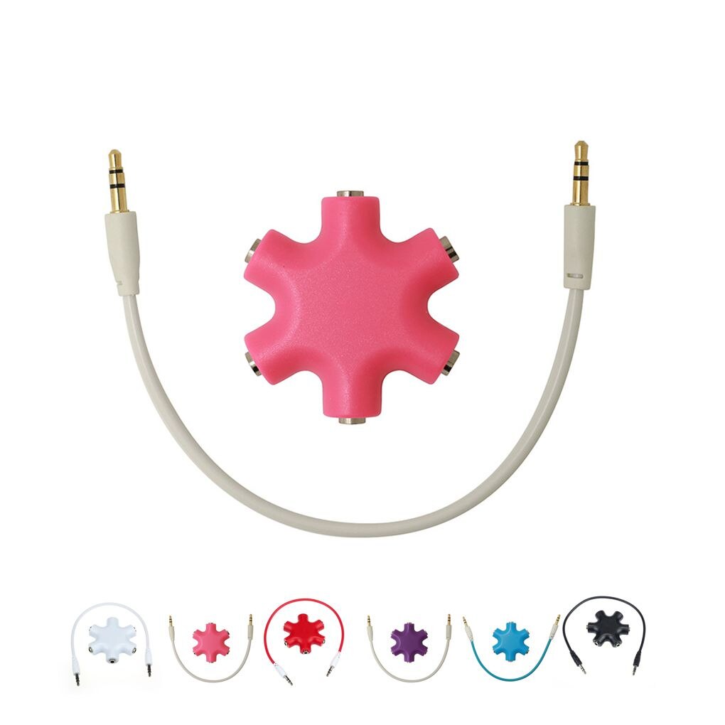 Mix Colors 3.5mm Snowflake Shape 5 Way Stereo Audio Splitter Jack Earphone Headphone Adapter