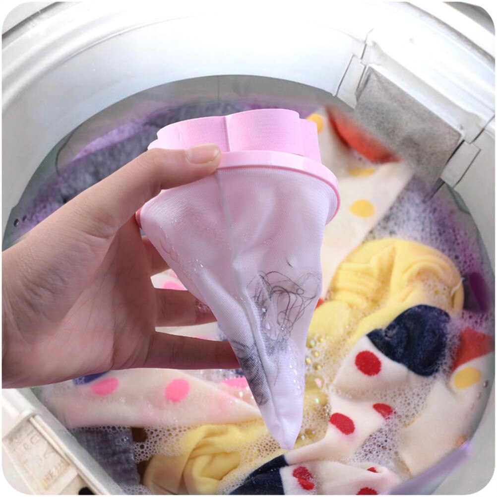 1Pc Flower Shape Home Washing Machine Floating Net Bag Hair Removal Ball Debris Thread Cleaning Filter Net Lint Mesh Bag