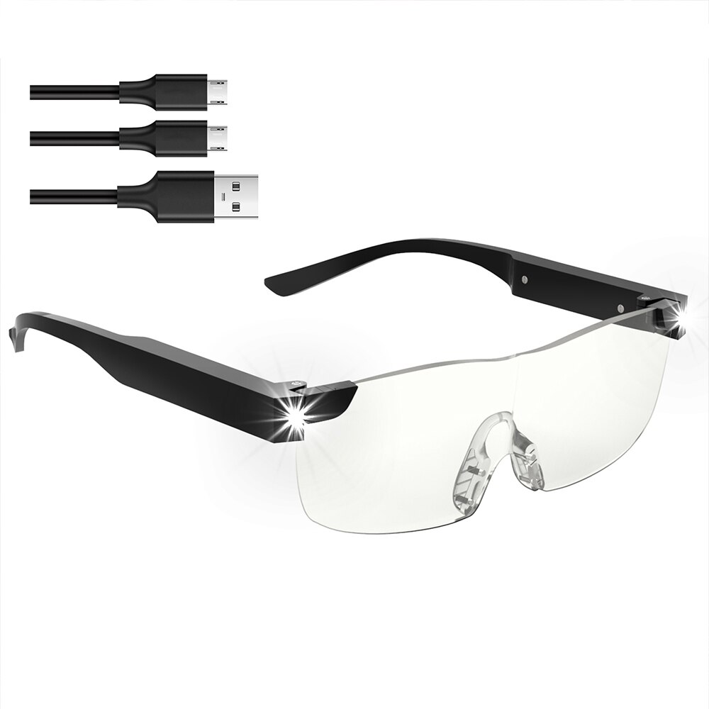 Magnifying Glasses with Light, 160% 200% Magnifying Lighted Eyeglasses, Hands Free for Close Work USB Magnification Glass