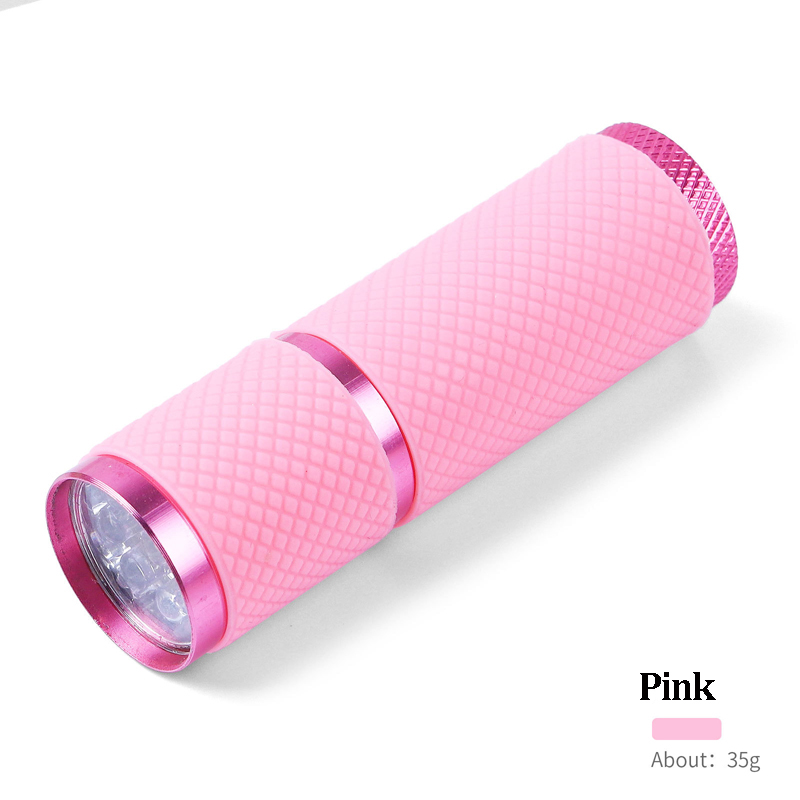 Mini secador de uñas con linterna LED, lámpara de luz UV para esmalte de Gel, herramientas de manicura, máquina de secado rápido portátil, 9 LED: Negro