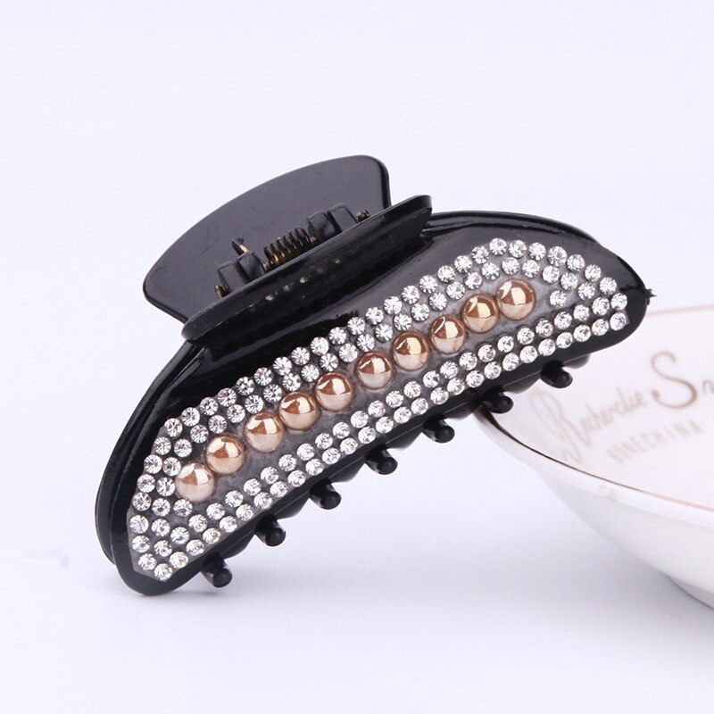 Grote Haar Klauw Elegante Crystal Grote Haar Klauw Elegante Kristallen Vrouwen Haren Clip Haarspeld Strass Klem Styling Tool: 4