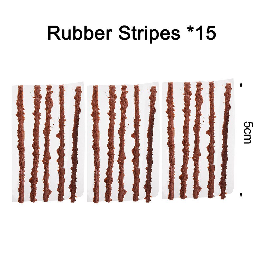 Bicycle Tubeless Tire Repair Kit Tire Drill Rubber Strips Tyre Puncture Sealant Bicycle Repair Tools: 15 PCS Stripes
