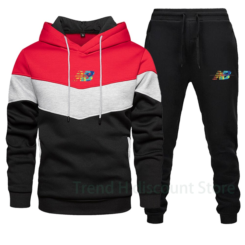 Nouveaux hommes épissage tenue décontracté lâche rue de sport à capuche hommes automne et hiver polaire veste + pantalon 2-pi