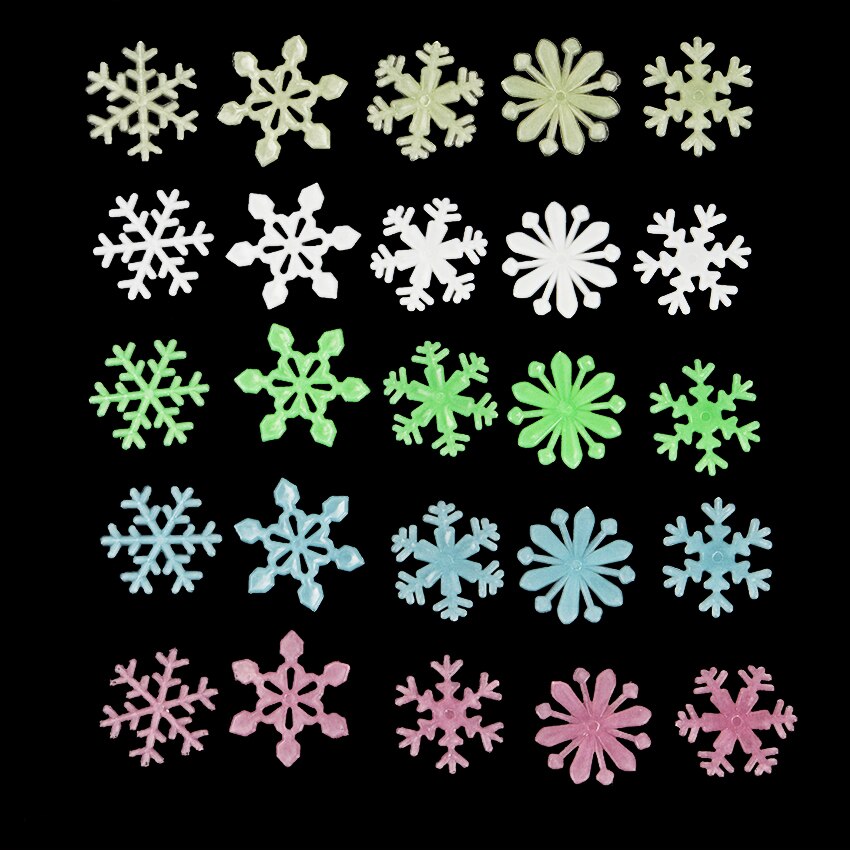 48 stuks/set kleurrijke lichtgevende sneeuw muurstickers voor thuis, glow in the dark stickers voor kinderkamers, fluorescerende stickers en decoraties