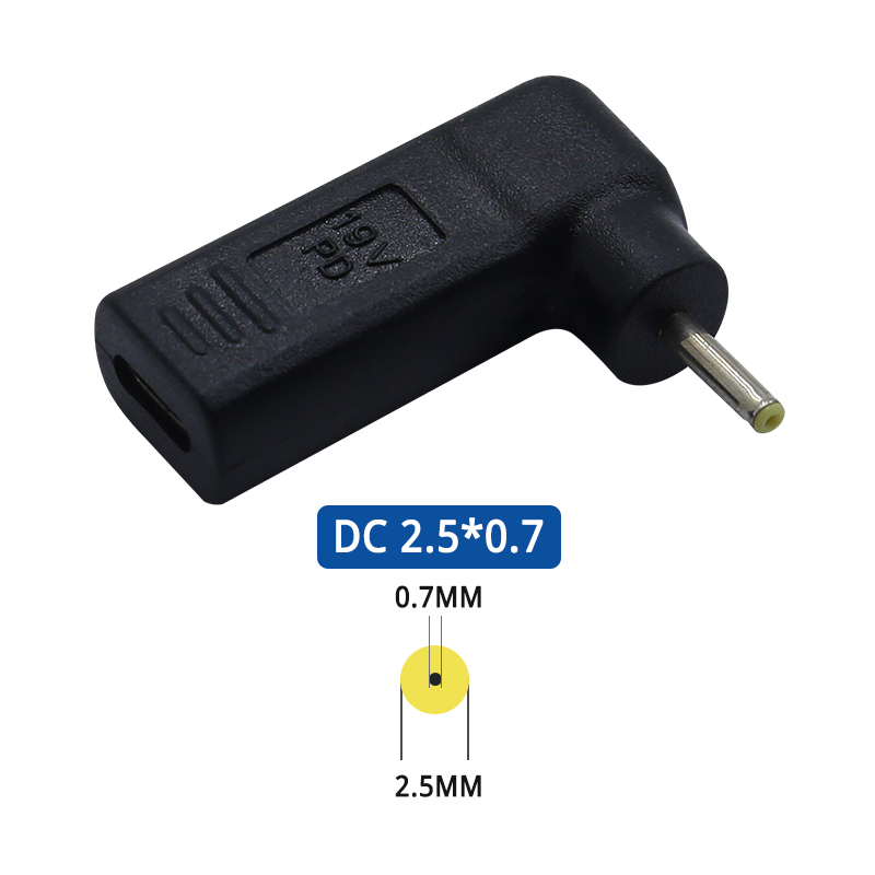 Adaptador de carregador de energia para laptop pd 65w tipo-c fêmea para dc macho plug quadrado 7.4*5.0mm para lenovo hp dell asus notebook conector: Branco