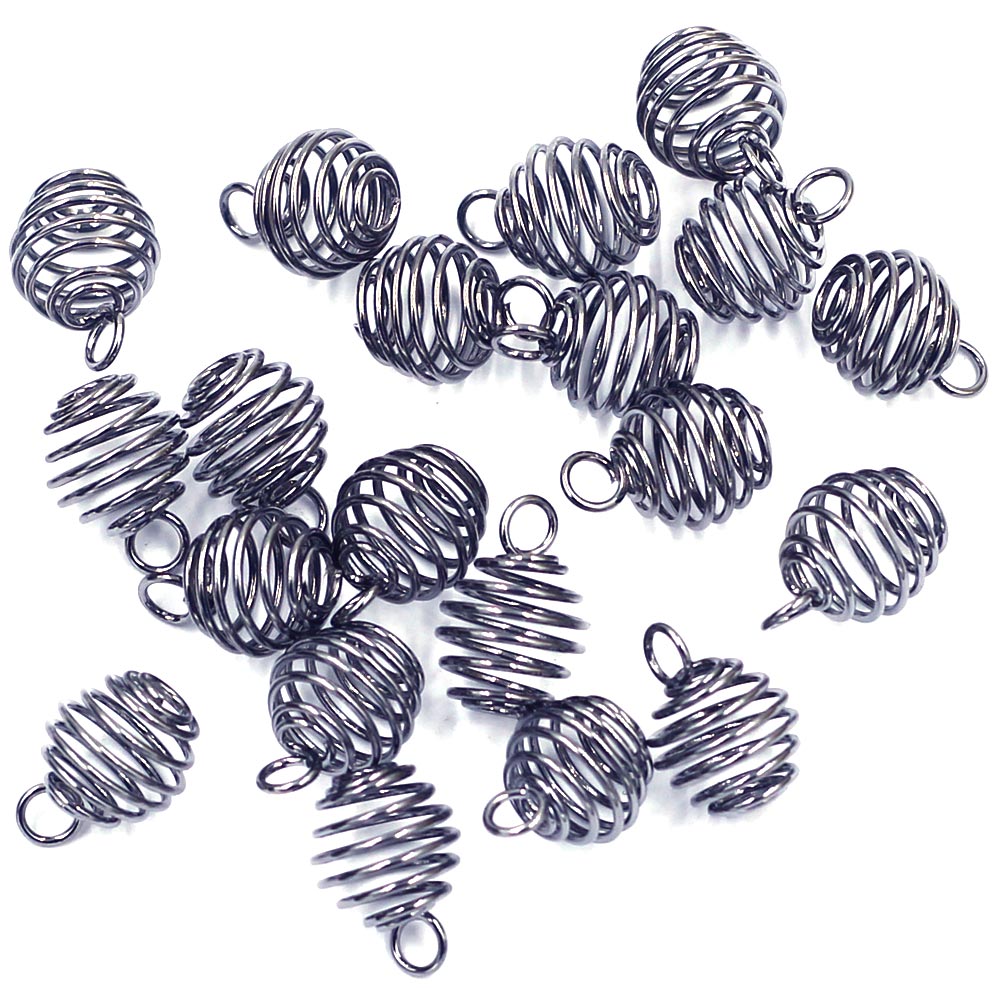 50 Lantaarn Lente Spiral Bead Cages Hangers Zilver Goud Brons Gunmetal Kleur Legering Voor Ketting Sieraden Diy Vinden Charms 9mm