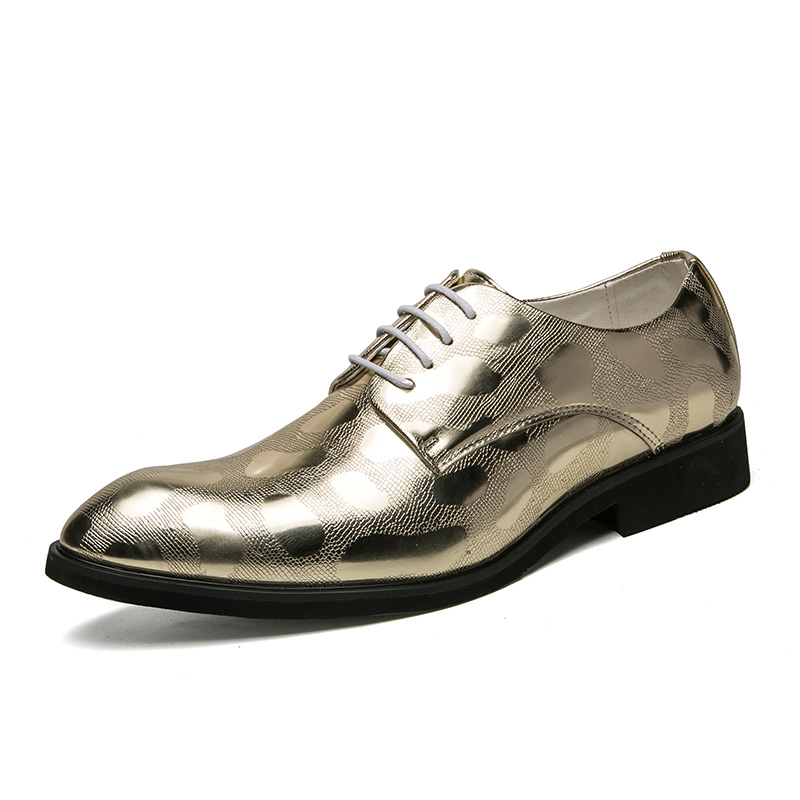 Hommes or robe chaussures en cuir de luxe italienne formelle travail chaussures pour homme bout pointu richelieu chaussures pour hommes: Or / 43