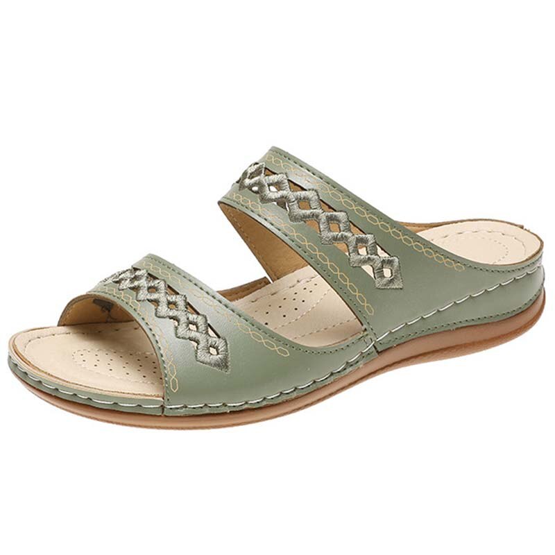 Sandales plates rétro pour femmes, chaussures de plage,: green / 41