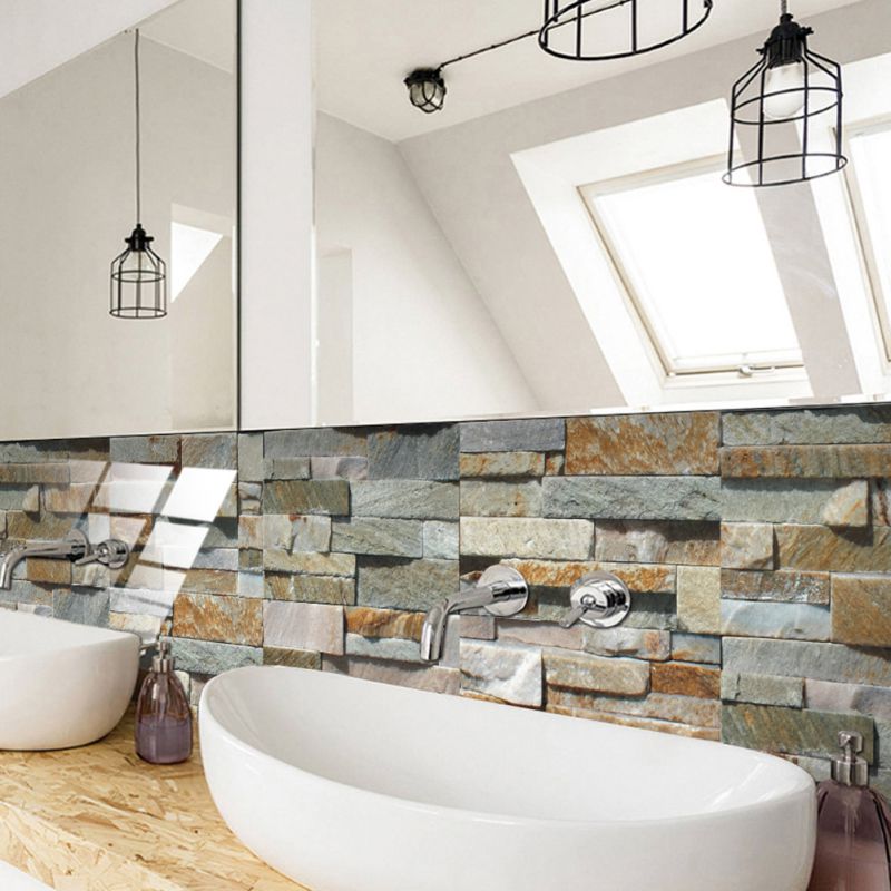 Stick Tile For Kitchen Backsplash, 7.8x3.9 Inches Premium Anti Mold Kitchen Backsplash Peel And Stick Tile,Stone Pattern