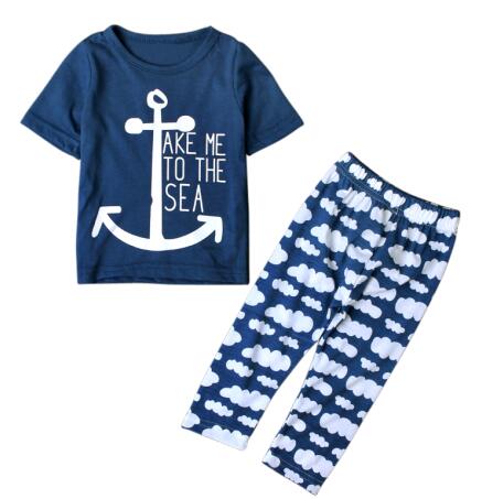 Zomer Baby Boy Kleding Casual 2 Stuks T-shirt + Broek Outfit Mode Leisure Baby Jongens Kleding Sets DS40: 4-6 Months