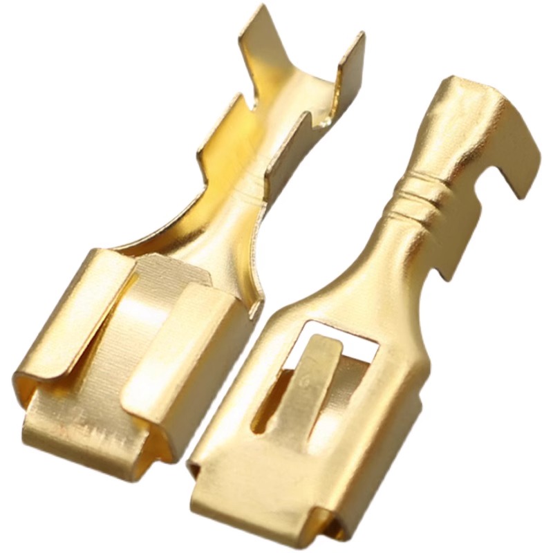 50Pcs/lot 6.3mm Automotive Connector Female Male Crimp Terminal for Car Electric Wire Connectors Gold-plated Copper