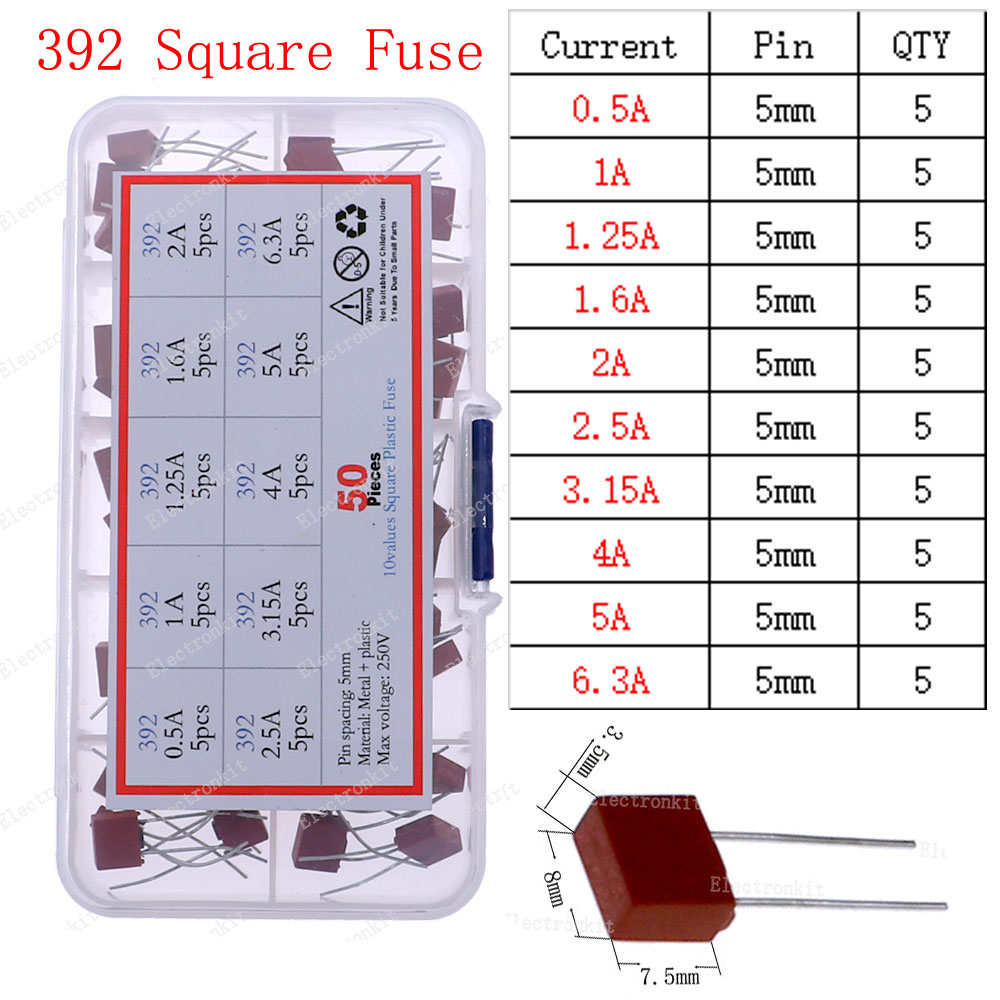 Fusible de vidrio lento y rápido de 12V-250V con kit de mezcla de cables de plomo 0.1A 0.25A 0.5A 1A 2A 2.5A 3A 3.15A 4A 5A 6A 6.3A 8A 10A 15A 16A 20A 30A: Rosa