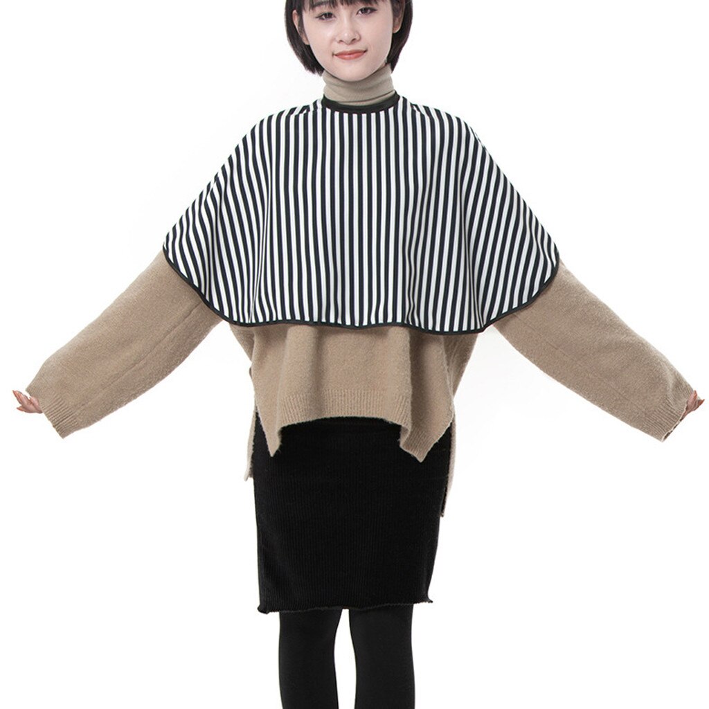 Robe de coiffure ajustable à rayures noires et blanches, tablier Cape pour barbier, coupe de cheveux, pour salon de beauté, SK-9: White  S