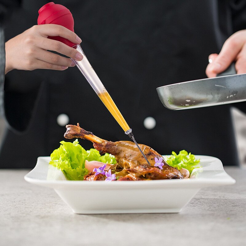 Multifunctionele Turkije Baster Gevogelte Vlees Saus Injectie Gereedschap Bakken Bbq Siliconen Borstel Keuken Accessoires