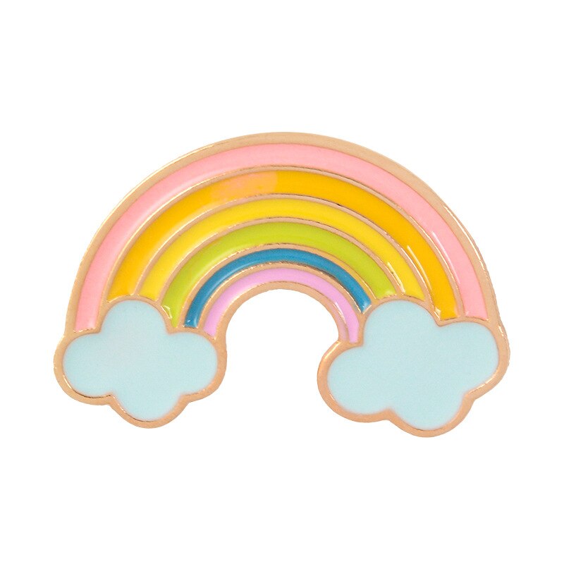 1 Stuk Leuke Cartoon Badge Regenboog Corsage Set Rainbow Cloud Geschilderd Metalen Broche Zak Jas Decoratie Broche Badge Revers Pin: 6