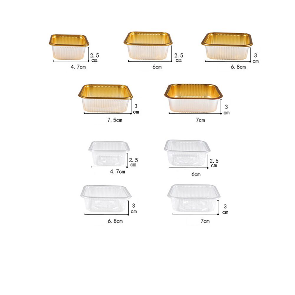 100pcs Moon Cake Bottom Tray Packaging Box Egg Yolk Crisp Mung Bean Cake Inner Tray Golden Thickened Blister Packing Plate Decor