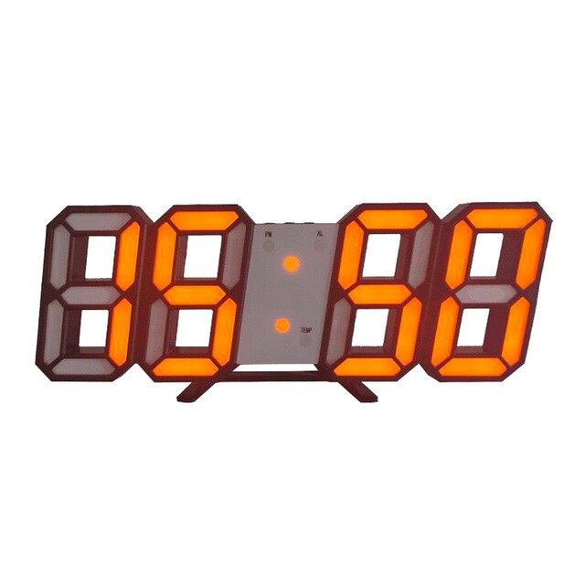 Reloj alarma de pared regulable, LED Digital grande, moderno, 3D, 21,2x8,3x3,5 cm, con pantalla de 12/24 horas: Orange Light