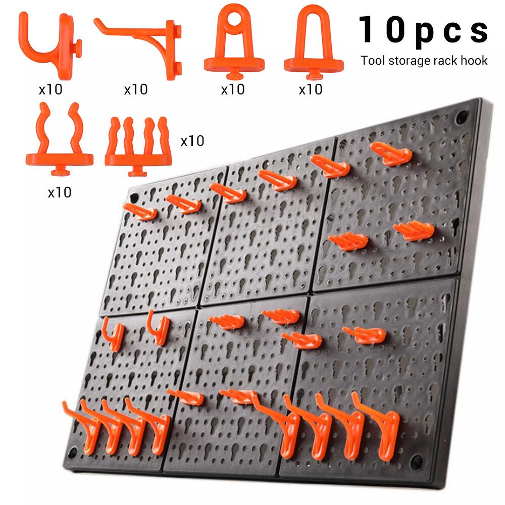 10pcs Plastic Wall-Mounted Hanging Board Hardware Tools Hanging Hole Plate Hook Parts Storage Box Garage Unit Shelf Tool Holder