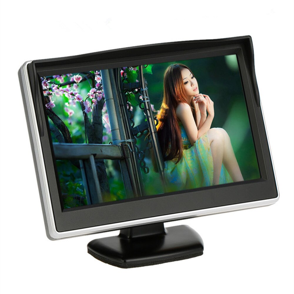 Monitor de coche 5 pulgadas TFT LCD pantalla a Color asistencia de estacionamiento inverso con 2 ENTRADA AV, cámara de visión trasera opcional: Monitor01 only