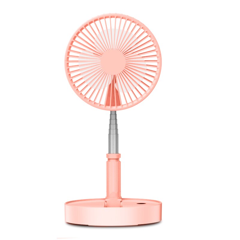 Portable USB Fans Telescopic Foldable USB 7200mAh Rechargeable Fan Air Cooler Holder Tablet Phone Desktop Stand: Pink