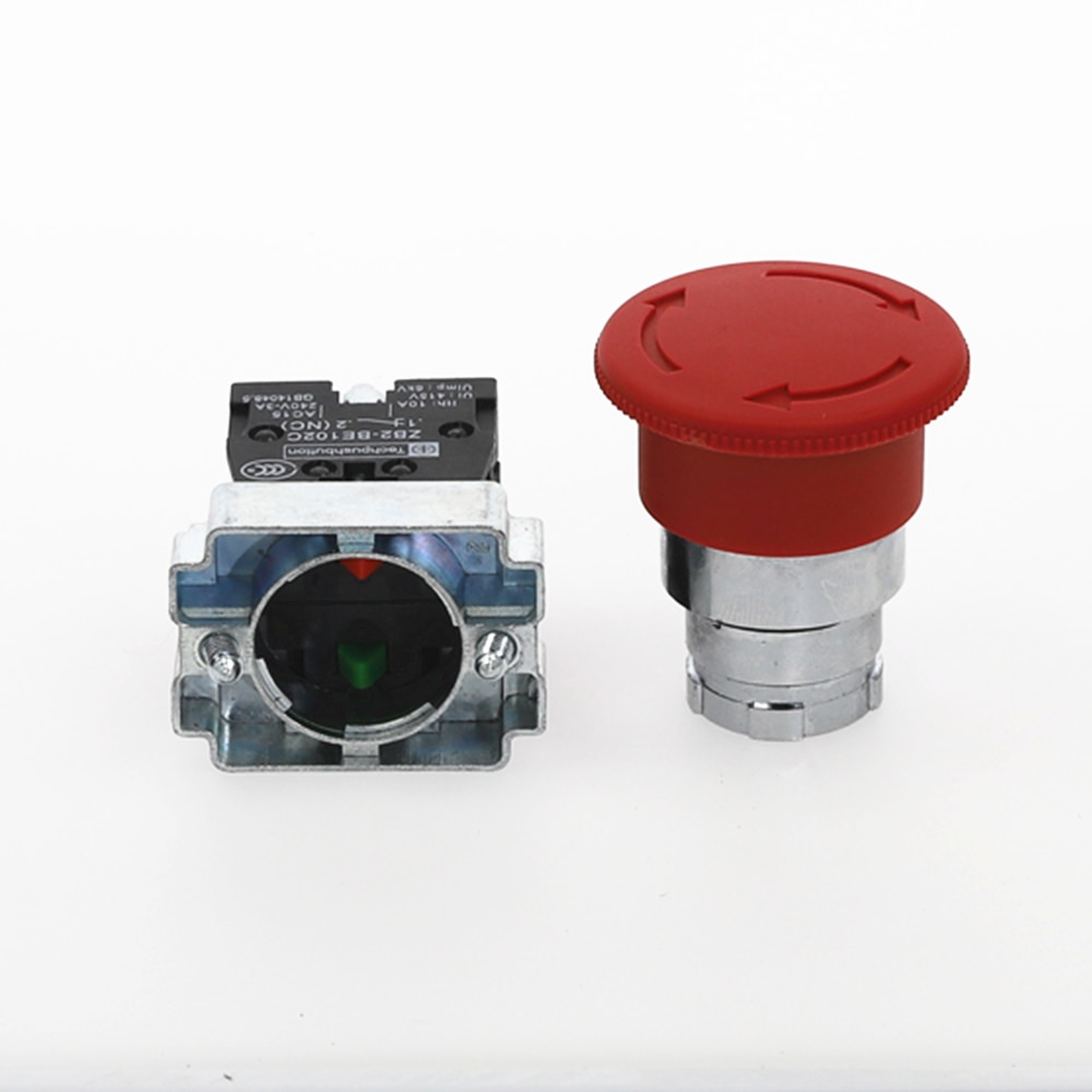 22mm XB2-545 Emergency stop button switch NO+NC 10A/415V red mushroom head emergency stop button switch