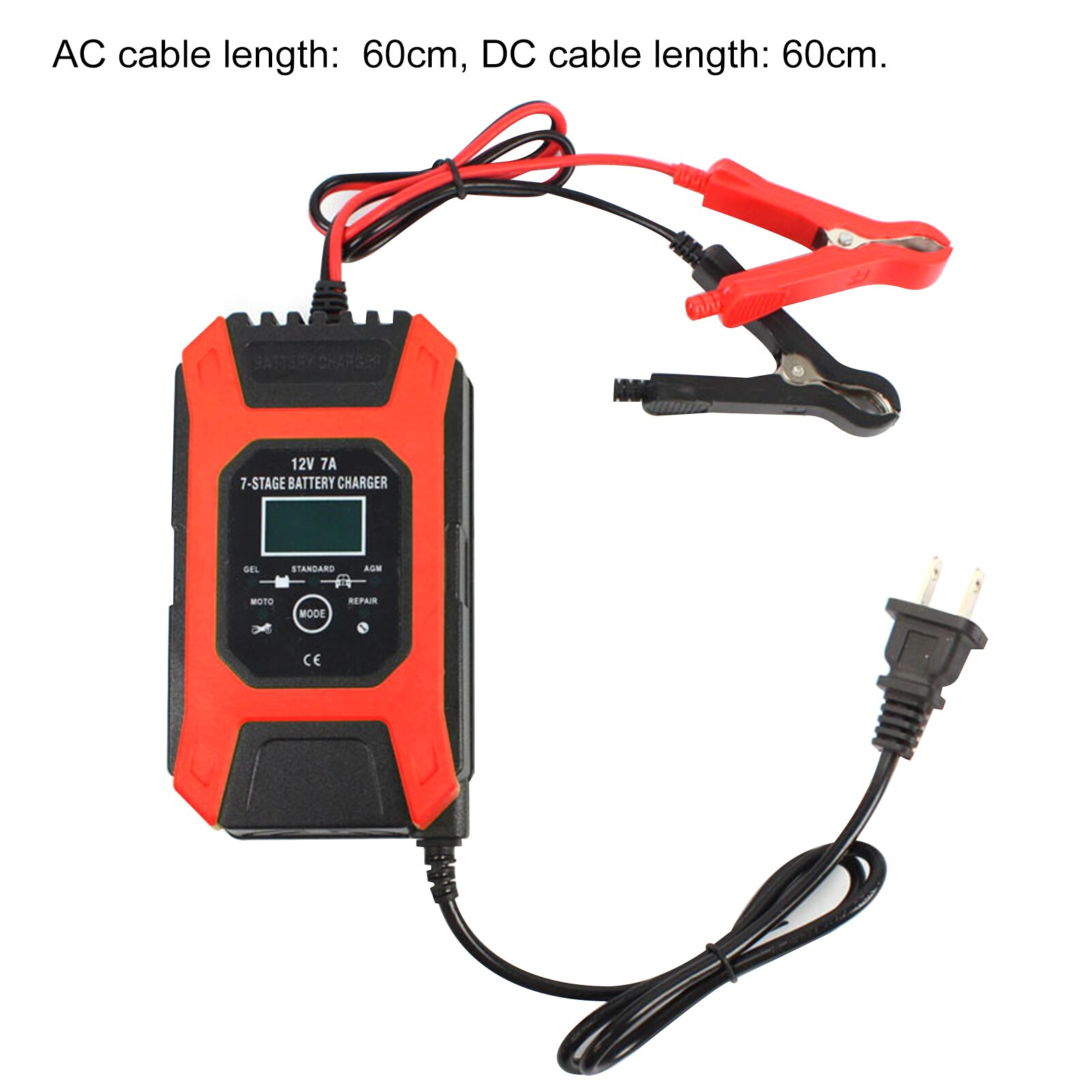 Motorcycle Car Battery Charger 12V 7A Pulse Repair LCD Battery Charger For Lead Acid Battery Agm Gel Wet Fast Charge