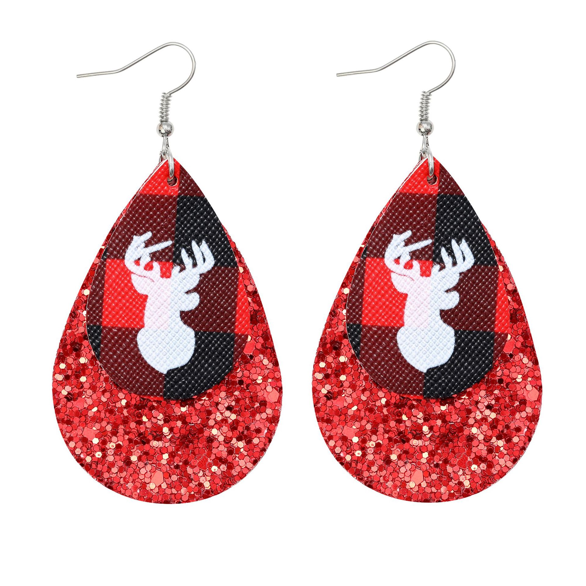 Neue mehrschichtig Ohrringe Weihnachten Schneemann Ohrringe Blatt Gitter Ohrringe Leder Ohrringe Frauen: BD12