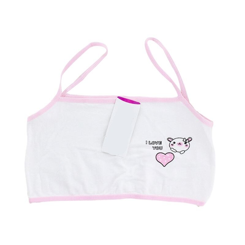 Puberteit Jonge Meisjes Training Beha Cartoon Bear Heart Print Katoenen Ondergoed 6-14T 24BE: Pink