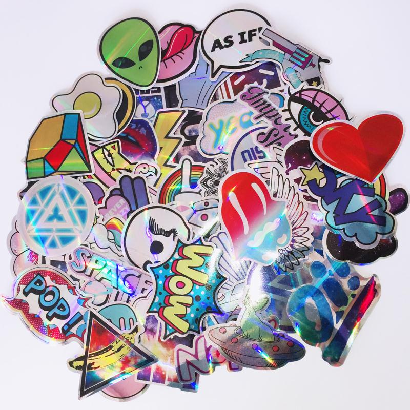 Td Zw 60 Stks/partij Cool Styling Kleurrijke Reflecterende Auto Laptop Fiets Sticker Voor Kofferbak Skateboard Gitaar Decal Stickers