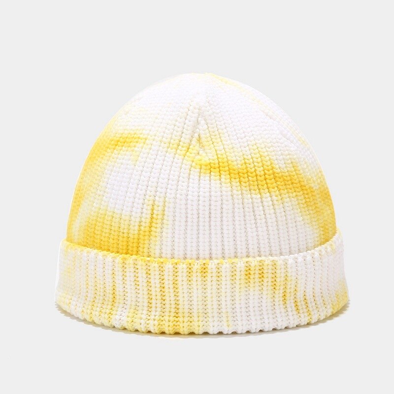 binden Farbstoff Mütze für Männer Winter Hüte für Frauen Motorhaube Brimless Kappe Erwachsene lässig Druck Gestrickte Kpop betroffen Herbst Hütte ZZ-293: 1