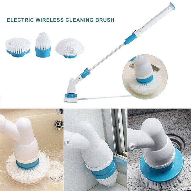 Turbo Scrub Electric Cleaning Brush Adjustable Long Handle Waterproof Cleaner Wireless Charging Bathroom Kitchen Cleaning Tools