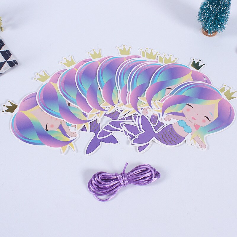3m Cartoon Mermaid Banner Garland Baby Shower Birthday Party Flag Wedding Banner Party Decoration