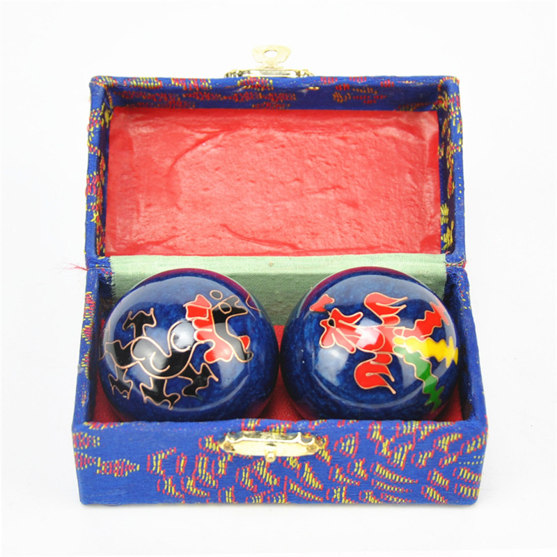 Chinese Health Meditation Balls Hand Finger Exercise Stress Relief Baoding Relaxation Therapy Yin Yang Handballs: Blue Dragon