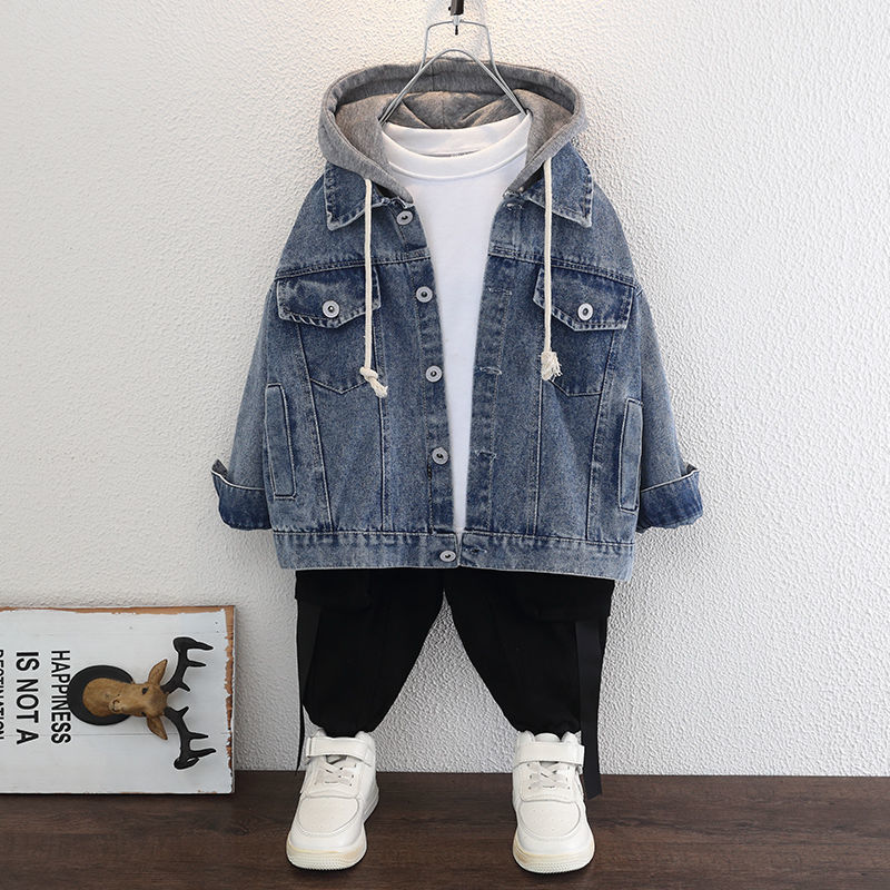 Boy Denim Jackets kids jeans coat Children hooded Outerwear clothing Spring Autumn boy hooded sport Clothes For 3-12T kids