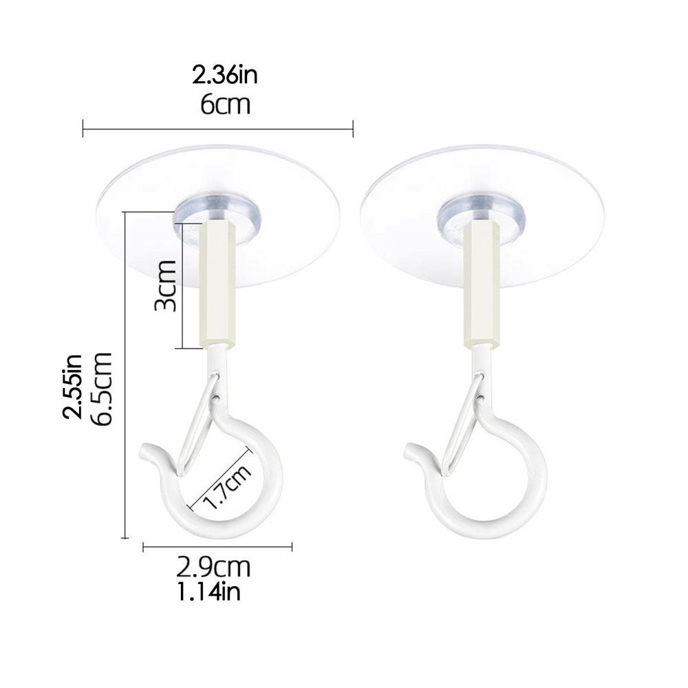 2 Stuks Plafond Haken Zelfklevende Plafond Hanger Heavy Duty Niet Boren Home Decoratie Gadget Voor Planten Wind Klokkenspel Accessoires: WHITE