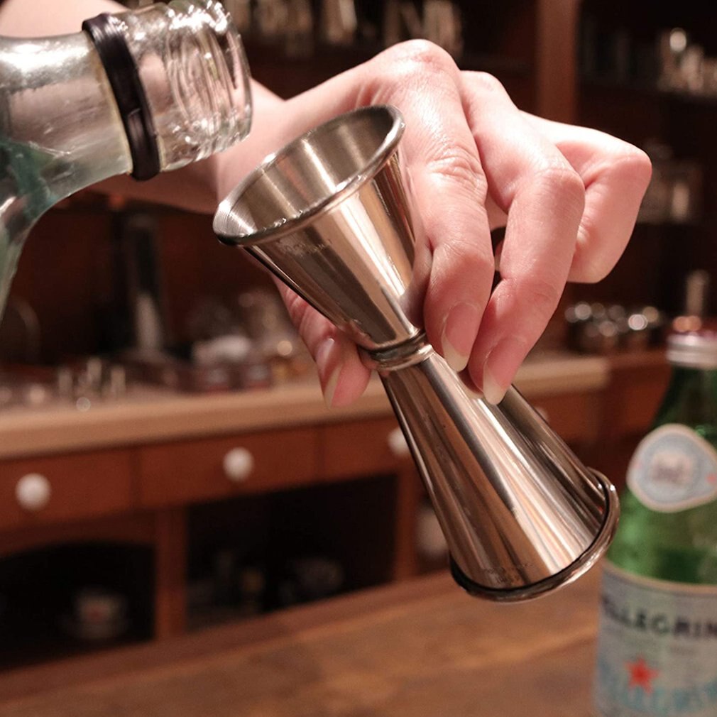 1 pcs Double-ended measuring cup 304 stainless steel ring curled ounce cup cocktail measuring device