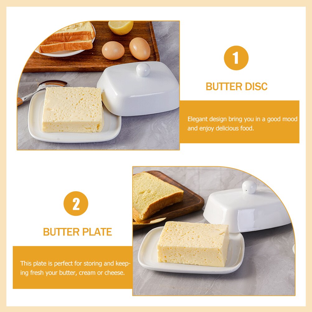 Ceramic Butter Box with Lid Butter Plate with Lid Dessert Tray for Home