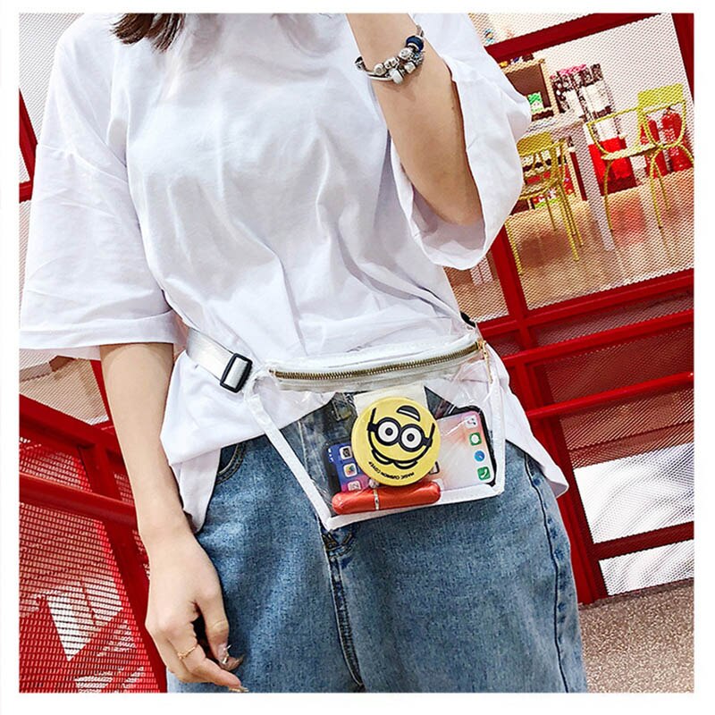 Riñonera de PVC transparente para chicas, bolsa de pecho de viaje impermeable, informal, de plástico, para verano, 030206